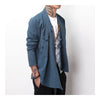 Flax Slant Opening Plate Button Stand Collar Coat  peacock blue  M - Mega Save Wholesale & Retail - 3