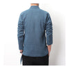Flax Slant Opening Plate Button Stand Collar Coat  peacock blue  M - Mega Save Wholesale & Retail - 4