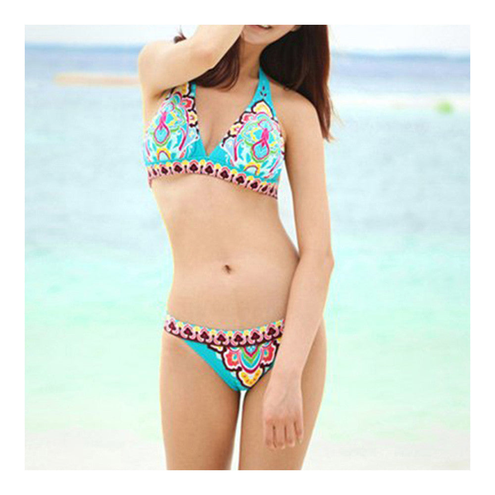 Swimwear Swimsuit Bikini Sexy Printing  3013 blue  S - Mega Save Wholesale & Retail - 1