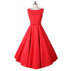 Hepburn Style Faltenrock Schmal Ärmelloses Kleid Rot