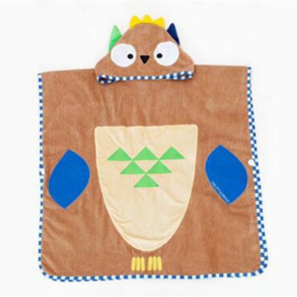 Bathrobe Child Cartoon Bath Beach Towel Long     brown owl