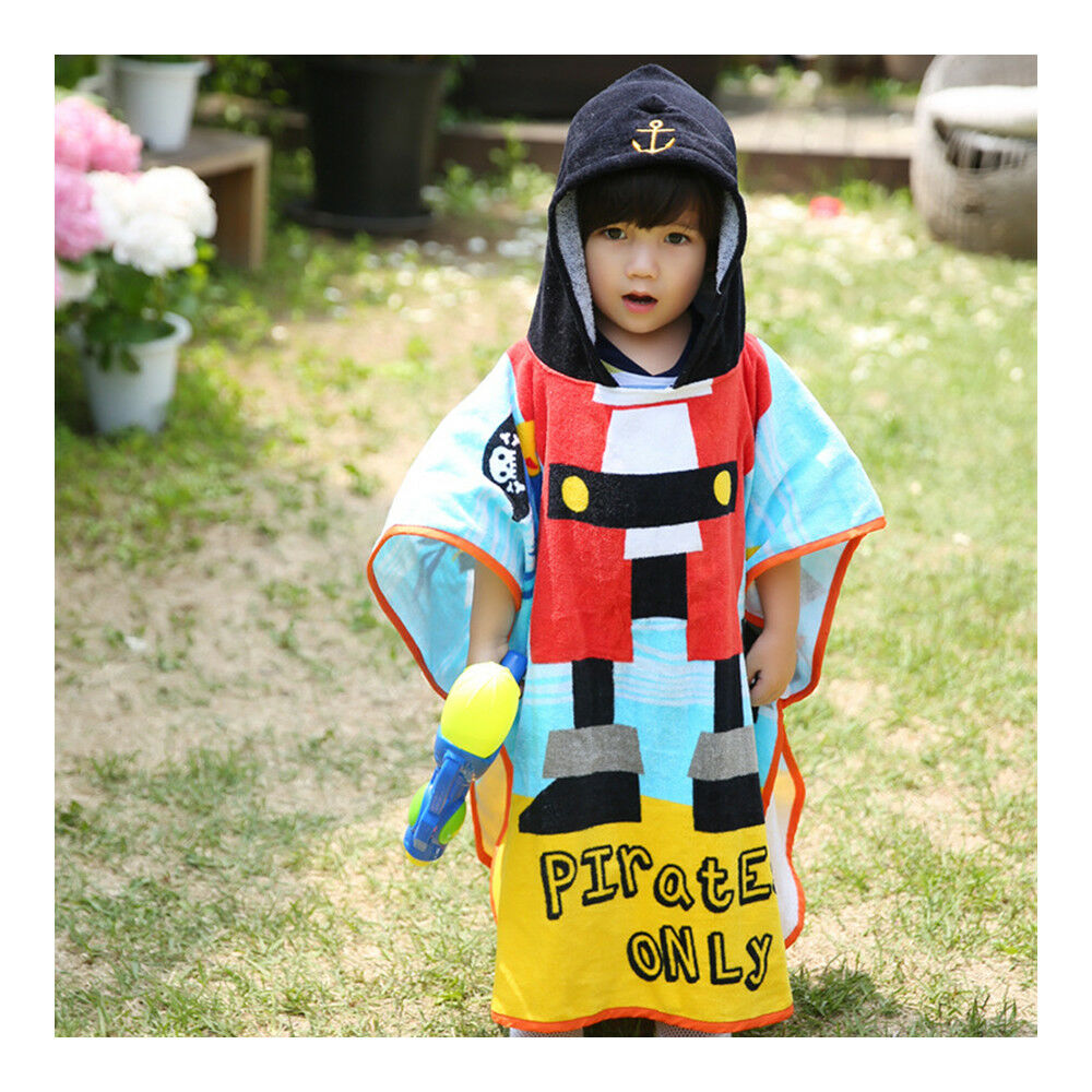 Bathrobe Child Cartoon Bath Beach Towel Long cape with hoody
