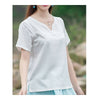 Épissure Fin Col Montant T-Shirt Manche Courte Blanc