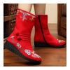 Vintage Beijing Cloth Shoes Embroidered Boots red 35