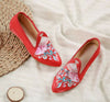 Chinesisch Vintage Ethnische Stickerei Ballerinas Marry Janes Tanz Schuhe Fächer