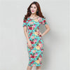 Hot Women Floral Print Slim Dress Bandage Bodycon Stretch Mini Pencil Dress