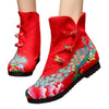 Vintage Beijing Cloth Shoes Embroidered Boots red with cotton 35