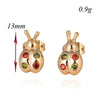 Galvanized Austrian Zircon Ear Studs Ladybird   white