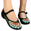 Old Beijing Cloth Embroidered Shoes Flat Casual  black