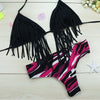 Swimwear Swimsuit Tassel Leopard Print Bikini  red striation