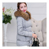 Winter Slim Candy Color Fur Collar Short Down Coat grey