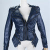 Vintage Hot Punk Grils Cool Rivet Studded Shoulder Motorcycle PU Leather Coat