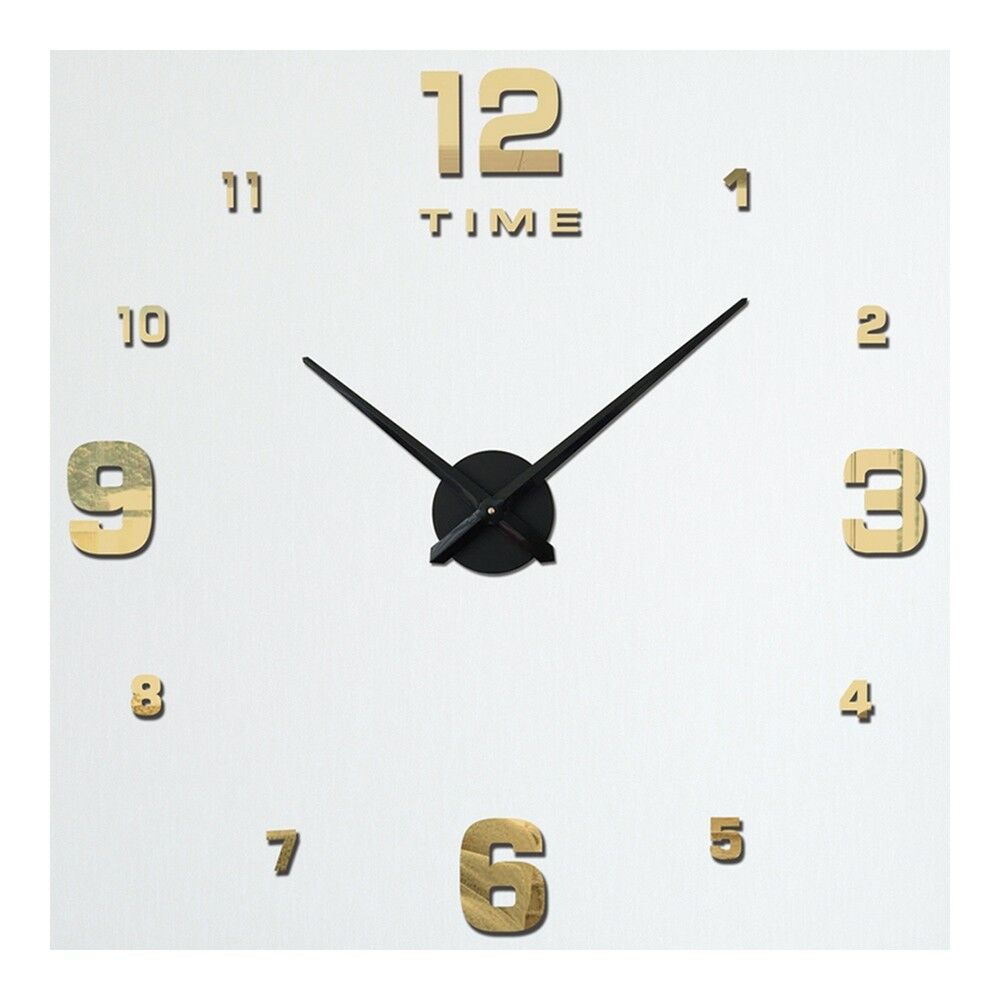 Acrylic Wall Clock DIY Digit Mirror Living Room   light golden