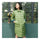 Middle Long Down Coat Woman Contrast Color Thin Light   pea green