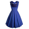 Modisch Gepunktet Bustier Oberteil Sexy Kleid Blau