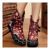 Vintage Beijing Cloth Shoes Embroidered Boots claret 35