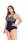 Women Classic Blue Chromatic Geometric Pattern Padded One Piece  Swimsuit Padded