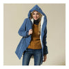Winter Damen Übergröße Schmal Kapuzen Baumwolle Mantel Blau