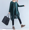 Mode Überdimensional Häkel Spitzen Rand Tunika Langes Kleid Schwarz oder Grün