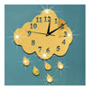 Creative 3d Silencieux Horloge Murale Collage Raindrop Miroir en Or