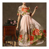 Cloak Type Ink and Wash Chiffon Long Dress   pink   S