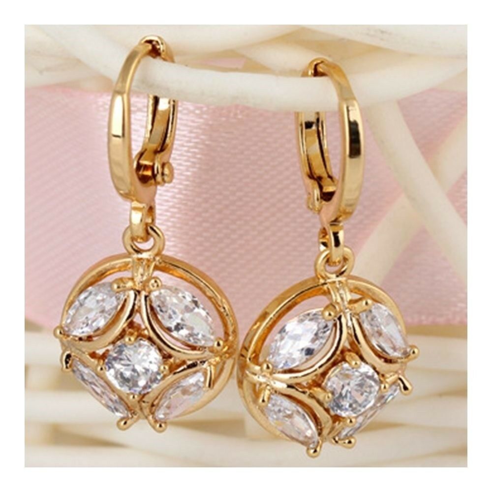 Ear Accessory 18K Gold Galvanized   gold plated white zircon