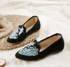Chinesisch Vintage Ethnische Stickerei Ballerinas Marry Janes Tanz Schuhe Crane