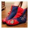 Vintage Beijing Cloth Shoes Embroidered Boots 12-08   red + blue  35