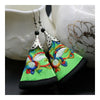 Cloth Embroidery Long Earrings Stylish   green