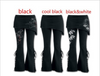 Noir Punk Gothique Plié Floral Dentelle sur Pantalon Jambes Larges Grande Taille
