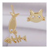 18K Gold Galvanized Austrian Zircon Ear Studs Cat Fish