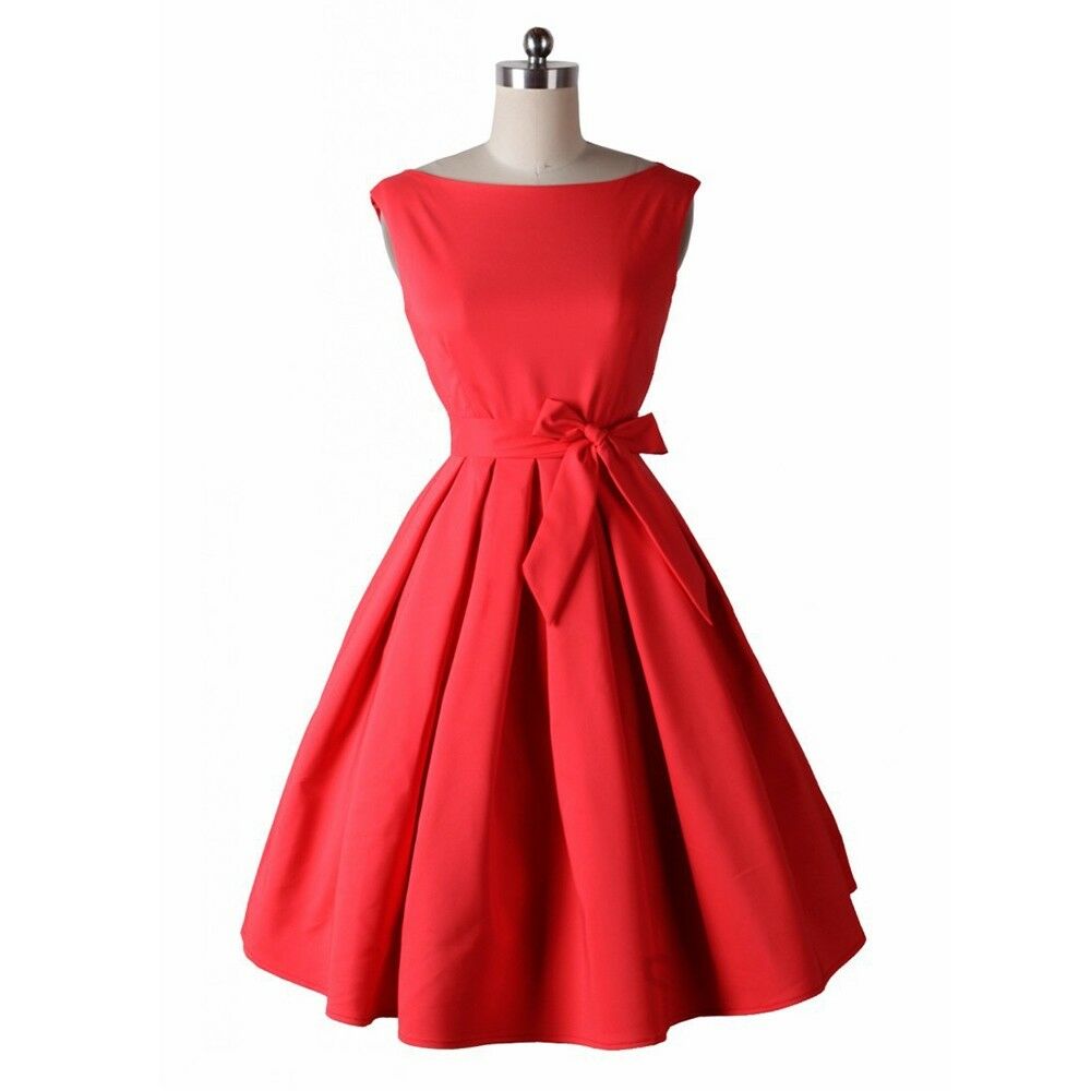 Bowknot A-line Bubble Skirt Sleeveless Dress    red