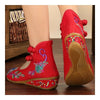 Peacock Old Beijing Cloth Embroidered Shoes   red