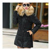 Invierno Mujer Entallado Medio Largo Talla Grande Plumón Negro