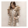 Loose Warm Woman Down Coat Slim Middle Long   beige