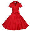 Sommer Damen Böhmisch Style Balonrock Punkt Kleid Rot