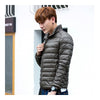 Light Thin Down Coat Man Stand Collar Winter Plus Size   army green