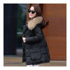 Hiver Femme Col Fourrure Doudoune Milieu Chaud Long Noir