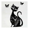 Reloj de Pared de Cuarzo Cuarto de Estar Creativo Lindo Gato Negro Espejo Negro