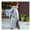 Hiver Milieu Long Mousseline Col Montant Velours Fin Coton Manteau Gris
