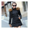 Winter Woman Slim Middle Long Down Coat   black