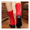 Fliege To The Moon Vintage Peking Stoff Schuhe Bestickt Stiefel Rot 35