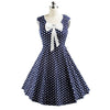 Hepburn Style 50er Jahre Vintage Gepunktet Hübsches Kleid Marineblau