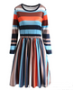 Fashion Multi Stripe Casual Long Blouse Shirt Top One-Piece Dress