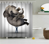 1.8x1.8m Waterproof Shower Curtain Polyester Fabric Bathroom 12 hooks Elephant