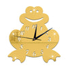 3D Silent Wall Clock Cartoon Frog Mirror golden
