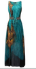 Sexy Sleeveless Boho Peacock Swing Maxi Long Dress with Belt