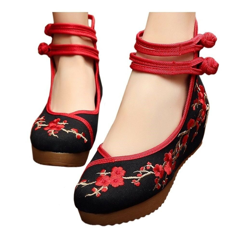 Old Beijing Cloth Shoes Plum Blossom Increased within   black