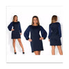 Spring Lantern Sleeve Pure Color Round Collar Dress Fat MM Big Size Woman Attire