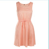 Elástico con Cordones Vestido Hermoso Hueco Verano Rosa